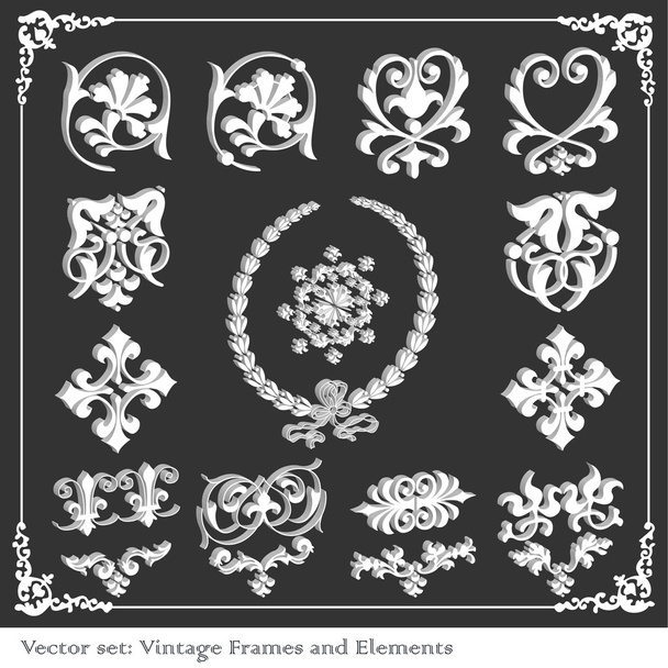 Vintage elements for frame or book cover, card - Вектор,изображение