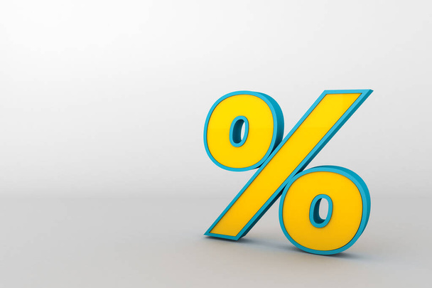 Het glanzende gele percentage is een teken geïsoleerd op wit. Percentage, disconteringsconcept. - Foto, afbeelding