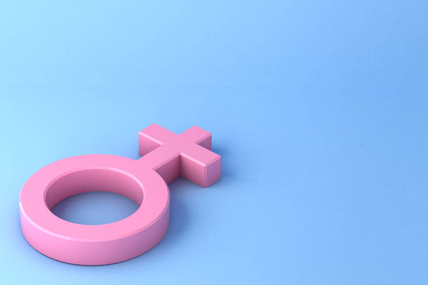 3d Рендери жіночого символу рожевого кольору з синім фоном
 - Фото, зображення