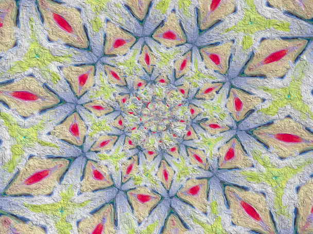 psychedelische Mandala stijl abstracte achtergrond met ruwe papier textuur illustratie - Foto, afbeelding