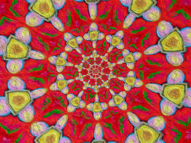 psykedeelinen Mandala tyyli abstrakti tausta karkea paperi rakenne kuvitus - Valokuva, kuva