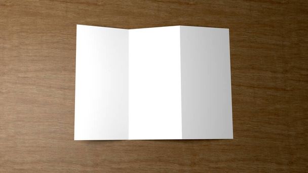 Biała makieta broszury na drewnianym tle - Zdjęcie, obraz