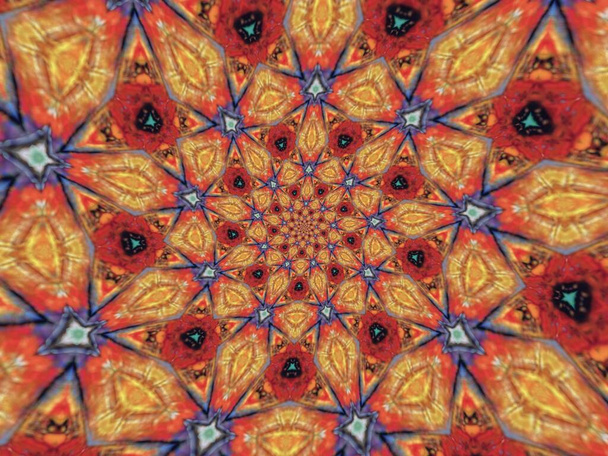 psychedelic Mandala στυλ αφηρημένη φόντο με τραχύ χαρτί υφή εικονογράφηση - Φωτογραφία, εικόνα