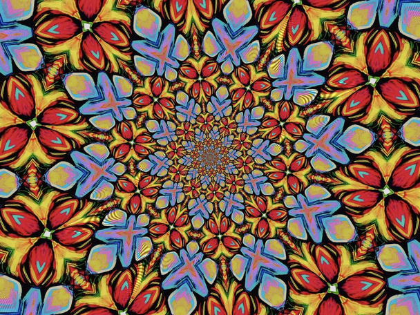 psykedeelinen Mandala tyyli abstrakti tausta karkea paperi rakenne kuvitus - Valokuva, kuva