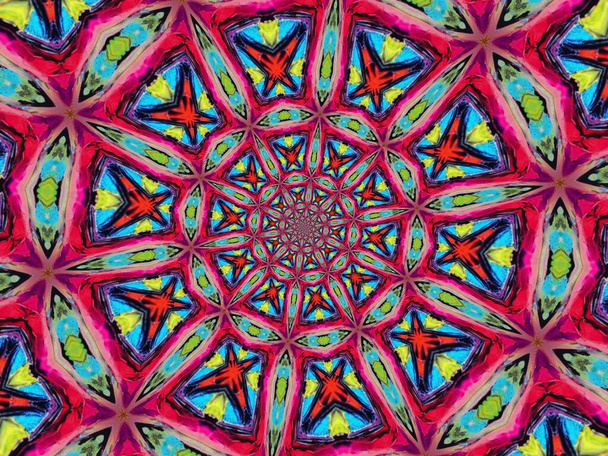 psychedelische Mandala-Stil abstrakten Hintergrund mit rauen Papier Textur Illustration - Foto, Bild