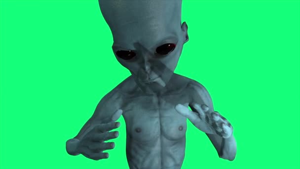 Alien 4k Animation - Außerirdischer Angriff auf dem grünen Bildschirm - Filmmaterial, Video