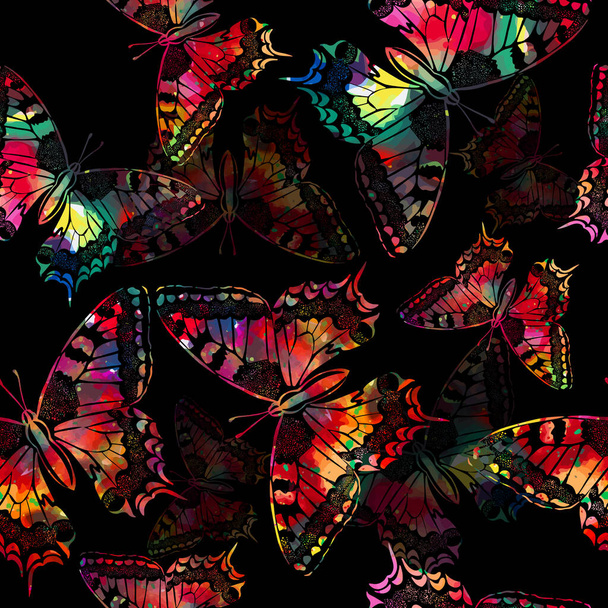 Fond sans couture papillons arc-en-ciel. Illustration vectorielle - Vecteur, image