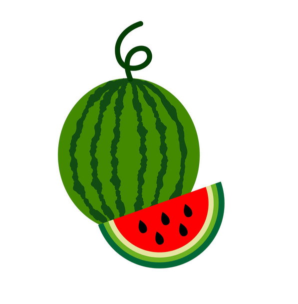 Wassermelonen-Vektor-Symbol auf weißem Hintergrund, flach, Cartoon-Stil. Für Webdesign und Print. Folge 10 - Vektor, Bild