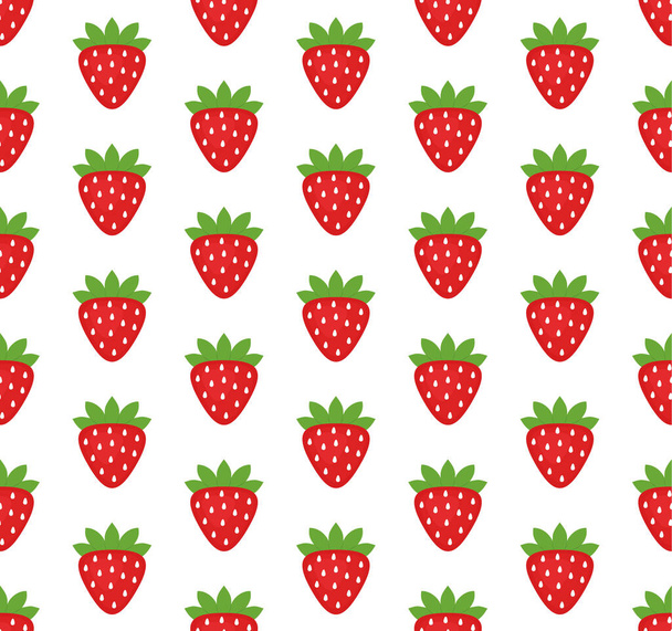 Vektornahtloses Muster in Erdbeeren auf weißem Hintergrund - Vektor, Bild