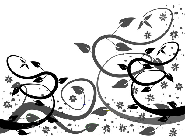 Un diseño floral abstracto estilizado en blanco y negro
 - Vector, imagen
