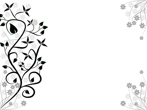 Un diseño floral abstracto estilizado en blanco y negro
 - Vector, imagen