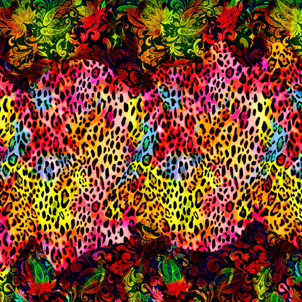 Stoffmuster, Kissendesigns, Kleidermuster-Design, Leopard, Camouflage, Zebra, Barock und Kombinationsmuster. - Foto, Bild