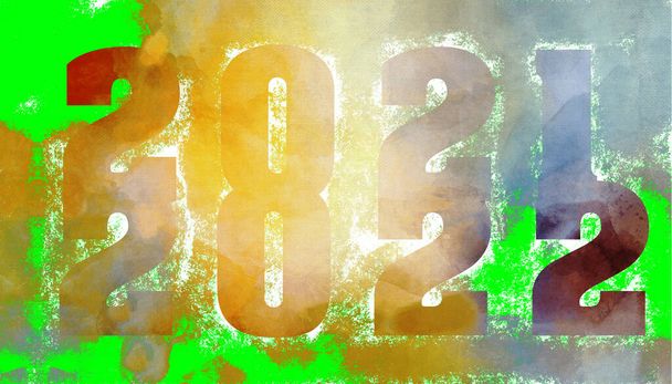 Text year 2021 to 2022 in big letters on abstract background - Photo, Image