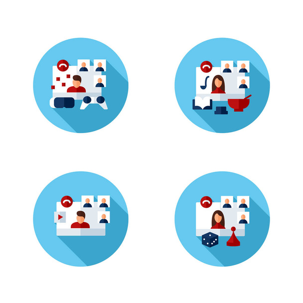 Meeting together flat icons set - Vector, Image