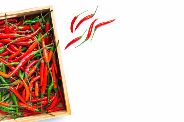 Forró chilis paprika fehér háttérrel. Felülnézet - Fotó, kép
