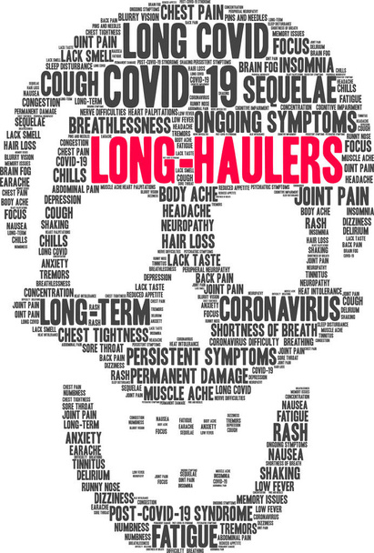 Σύννεφο λέξεων Long-Haulers σε λευκό φόντο.  - Διάνυσμα, εικόνα