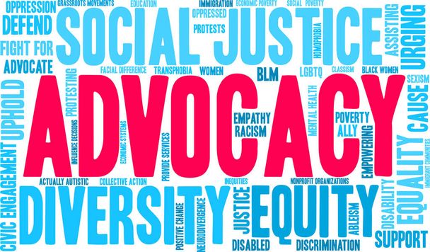 Advocacy word cloud on a white background.  - Vector, Image