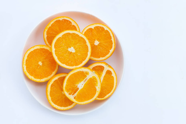 High vitamin C, Juicy and sweet. Fresh orange fruit on white background. - Photo, Image