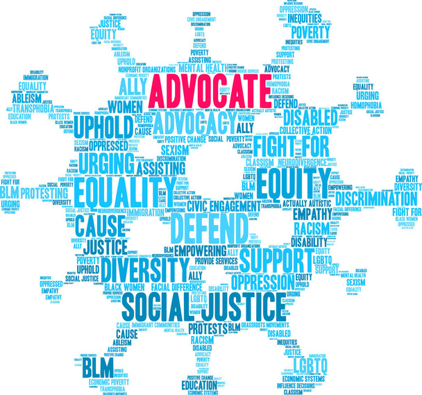 Advocate word cloud on a white background.  - Vector, Image