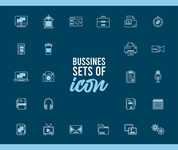 paquete de veinticuatro iconos y letras techno set de negocios - Vector, imagen