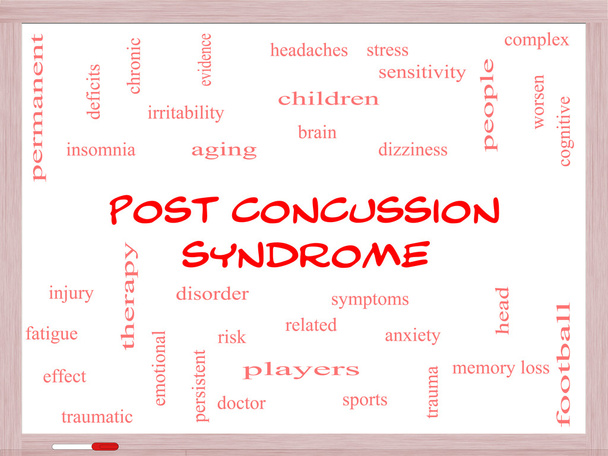 Post Concussion Syndrome Word Cloud Concept on a Whiteboard - Photo, Image