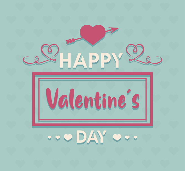 Šťastný Valentýn nápis karty se srdcem a šipkou - Vektor, obrázek