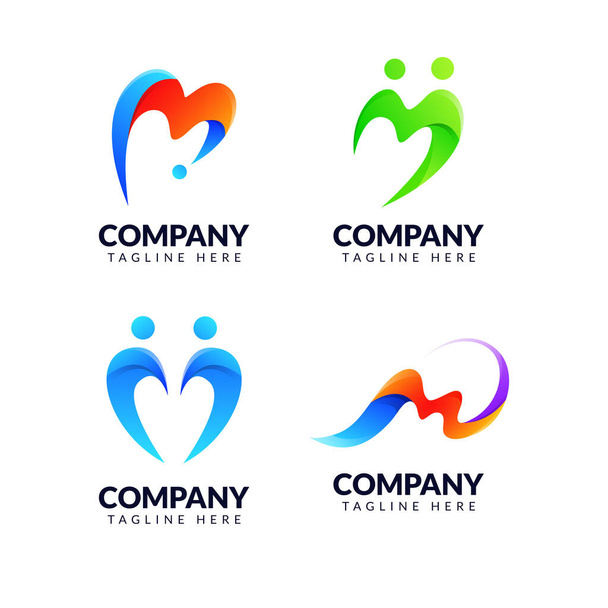 Ensemble de lettre M modèle de conception de logo avec concept coloré. icône pour les entreprises de social, éducation, mode, simple - Vecteur, image