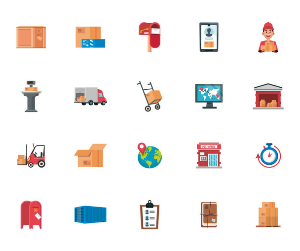 bundle of twenty postal service set icons - Vector, Image