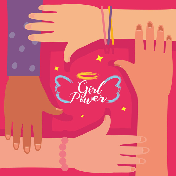 Girl Power Hände unterstützen Vektor-Design - Vektor, Bild