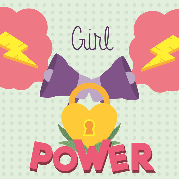 Girl power megaphones with padlock vector design - Vector, Image