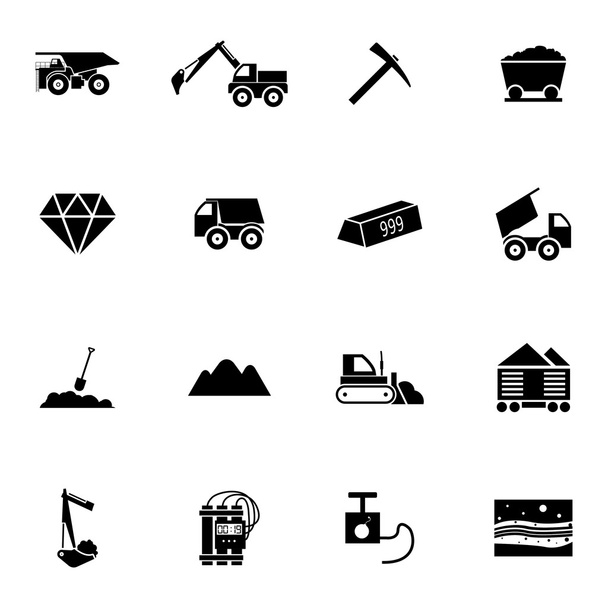 Vector Black  Mining Icons Set - Vettoriali, immagini