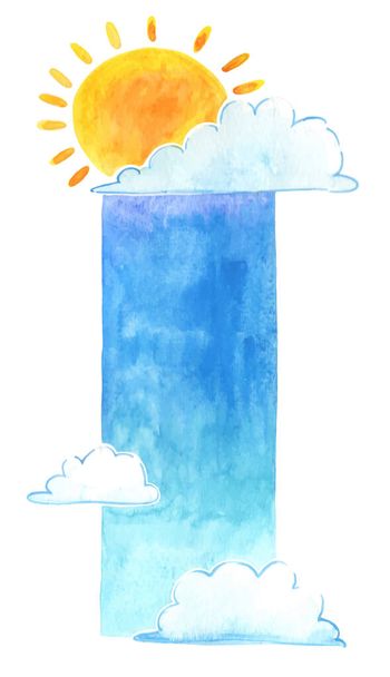 Sonne und blauer Himmel als Dekoration für Sommer- und Wettervorhersagekonzept. - Vektor, Bild