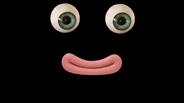 Funny Cartoon Face Reazione con occhi e bocca - Espressioni facciali 4K Animazione. Espressioni ed emozioni diverse: sorriso, rabbia, risata, sorpresa. Animazioni 3D. - Filmati, video