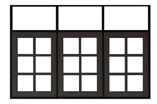 Old wooden window frame painted black vintage isolated on a white background - Photo, Image