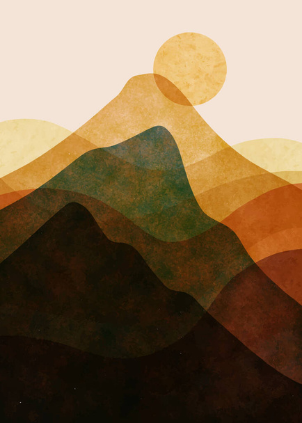 Soyut dağ manzarası, minimalist tasarım. Soyut su rengi. vektör arkaplan illüstrasyonu. - Vektör, Görsel