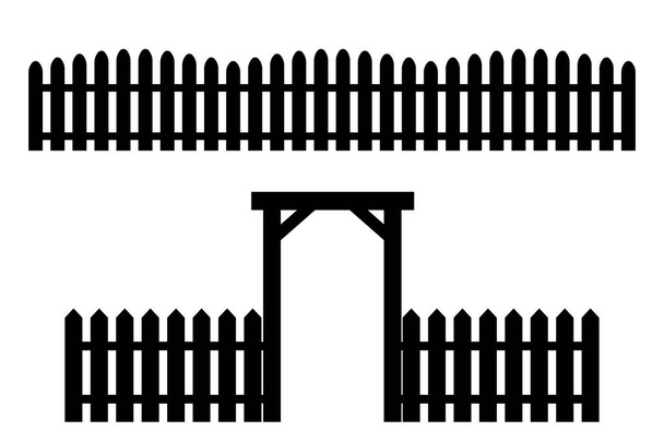 Black retro fences gate in vintage style. Vintage pattern with black retro fences. Stock image. EPS 10. - Vector, Image