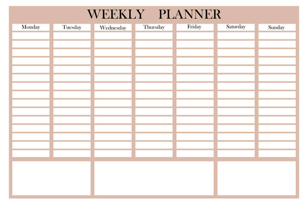 Cartoon-Wochenplaner. Business-Organisator. Kalendervorlage. Planer-Entwurf. Archivbild. EPS 10. - Vektor, Bild