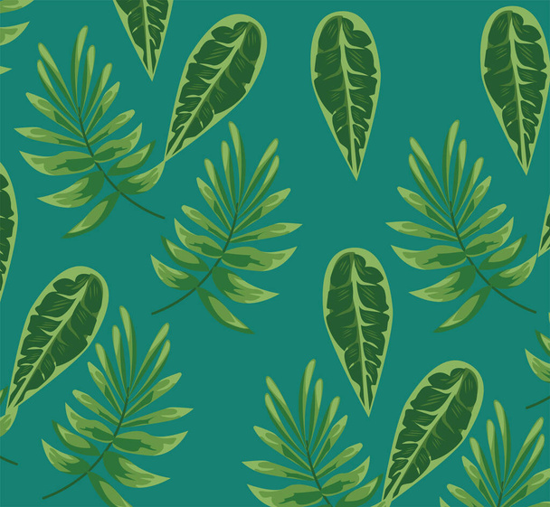 φύλλα πράσινο φόντο μοτίβο φύση φυτά - Διάνυσμα, εικόνα
