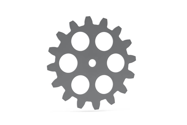 Часовой механизм - металлическое трехмерное колесо передач, изолированное на белом фоне - 3D рендеринг - Фото, изображение