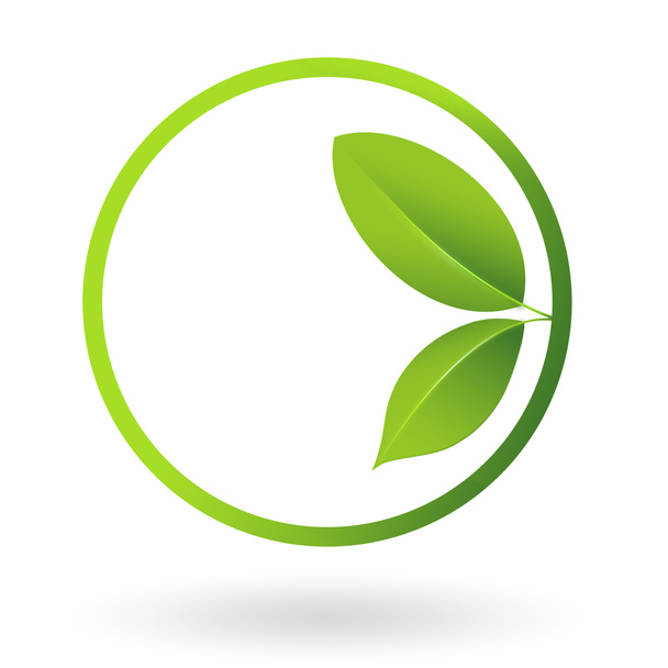 Green leafs logo in a circle. illustration. - Photo, Image