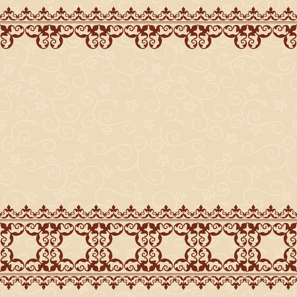 light beige seamless background with dark brown vintage border - - Vektori, kuva
