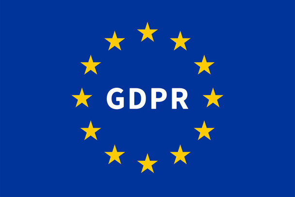 Bandeira da União Europeia com o Regulamento RGPD / Regulamento Geral de Proteção de Dados. Ilustração vetorial. - Vetor, Imagem