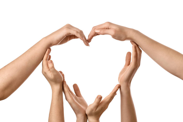 Hands making heart on white background - Photo, Image