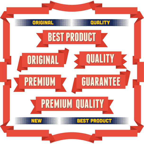 Set of flat premium quality original ribbons - Vektor, kép