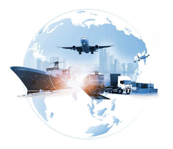 Světová logistika, existují mapy světa s logistickou sítí distribuce na pozadí a Logistika průmyslová kontejnerová nákladní loď pro koncepci rychlé nebo okamžité dopravy - Fotografie, Obrázek