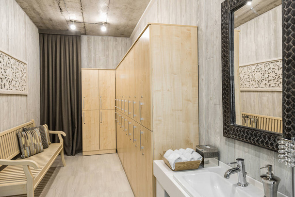 Modern interior of a shower room with a washbasin - Photo, Image