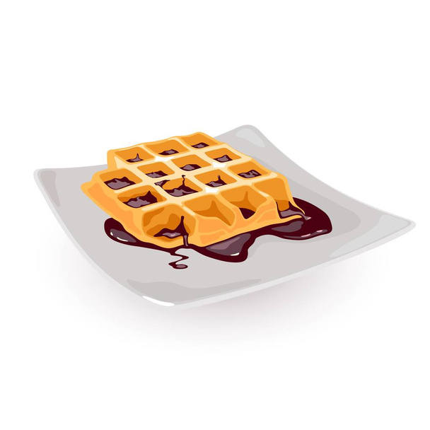 Cartoon waffle for breakfast - Vector, Image