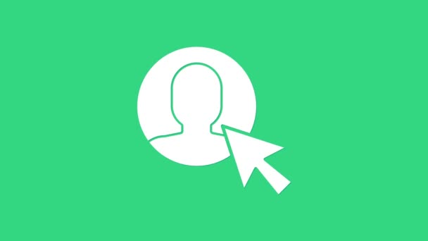 Valkoinen käyttäjä mies työpuku kuvake eristetty vihreällä taustalla. Business avatar symboli - käyttäjäprofiilin kuvake. Miesten kyltti. 4K Video motion graafinen animaatio - Materiaali, video