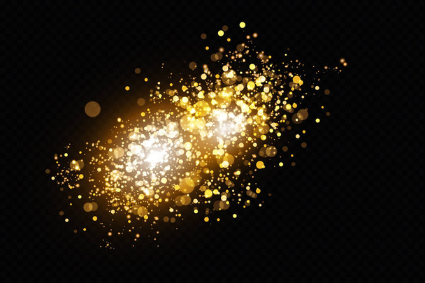Glow light effect.   Christmas light effect. Sparkling magical dust particles.The dust sparks and golden stars shine with special light. - Vector, Image