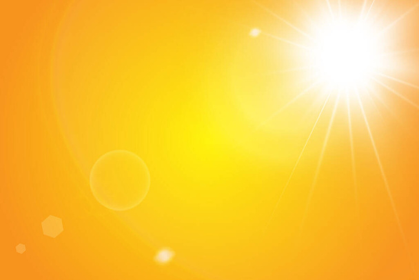  黄色の背景に暖かい太陽。レト・ブリキ太陽光線 - ベクター画像